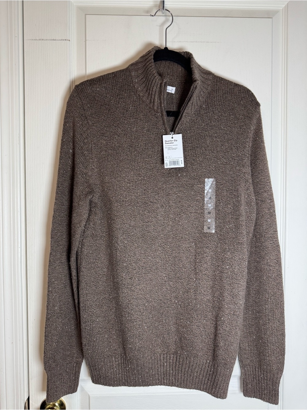Sonoma Men's Zip Mock Neck Sweater in Taupe Brown NWT
